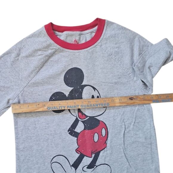 Disney Parks Mickey Mouse Ringer Tee Men’s Small Gray Red Trim Classic Graphic - Picture 7 of 13